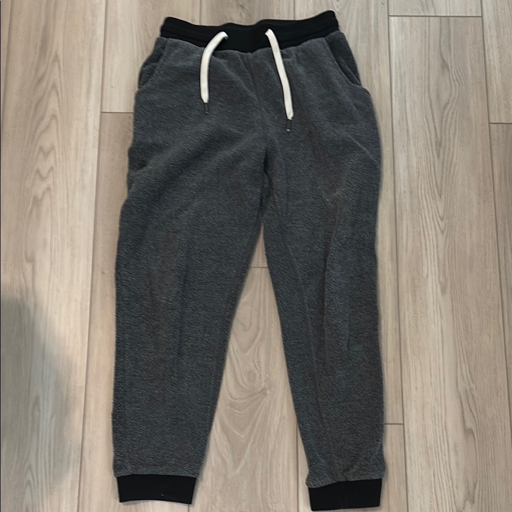 Gray and Black Track Pants with Elastic Waistband